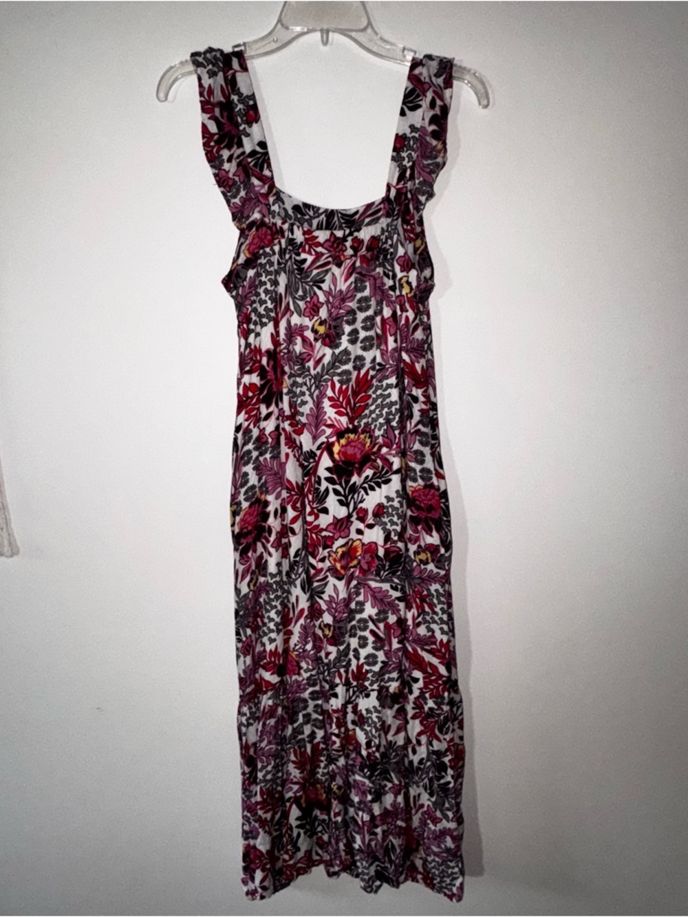Knox Rose White Midi Dress with Pink & Burgundy Floral Print
